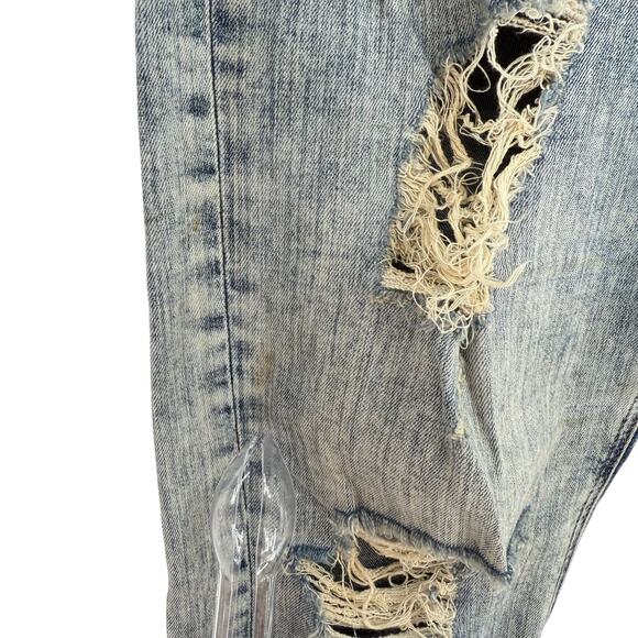 Express Jeans Y2K Acid Wash Distressed Denim Jeans Slim Leg High Rise Size 4 - Picture 3 of 15